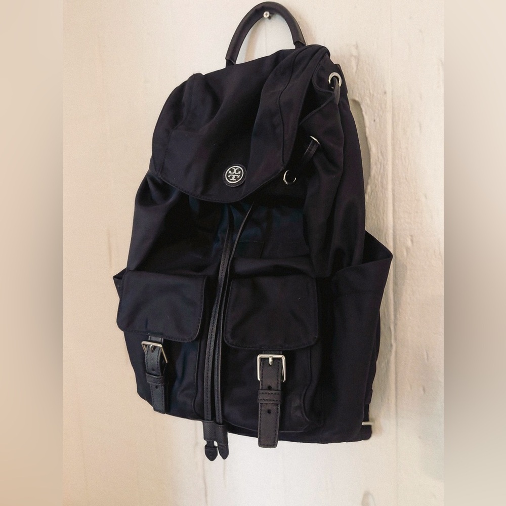 Tory Burch Nylon Flap Backpack - Black